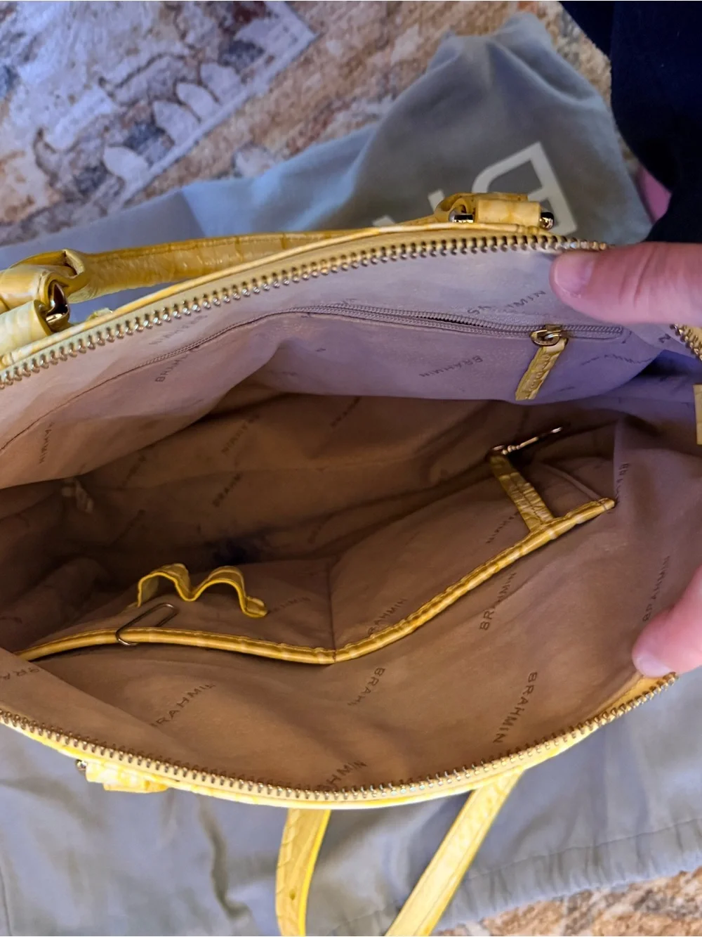 Brahmin Lemon Croc-Embossed Leather Satchel
